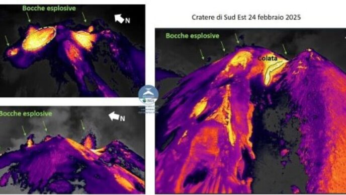 "Attività effusiva sull'Etna con emissioni di lava dal cratere Bocca Nuova."