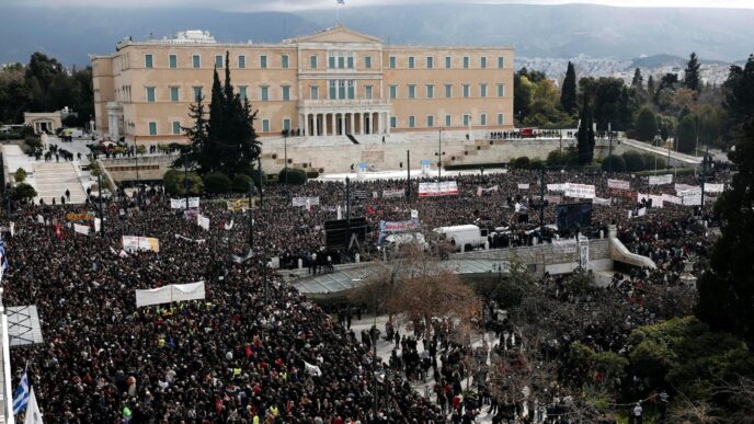 &Quot;Manifestazione In Grecia Per Commemorare Il Disastro Ferroviario E Chiedere Responsabilità Al Governo.&Quot;